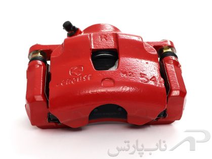 تصویر  کالیپر قرمز و سیلندر ترمز با لنت (تکستار) چرخ جلو راست کامل پژو 207 اتوماتیک برند کروز