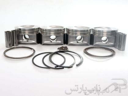 تصویر  پیستون سایز استاندارد با خار و گژن پین و رینگ TP آریسان موتور OHVG (چهارعددی) برند عظام
