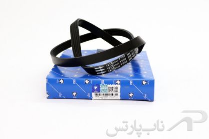 تصویر  تسمه کولر و هیدرولیک پژو 405 SLX موتور TU5 مدل 5 شیاره (5PK 1253) کد 2070401012 برند ایساکو