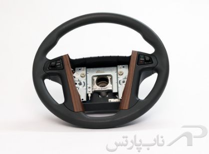 تصویر  غربیلک فرمان طرح چوب با کلیدهای کنترلی (تماس و مالتی مدیا) پژو پارس برند کروز
