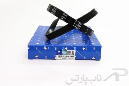 تصویر  تسمه کولر و هیدرولیک پژو 405 SLX موتور TU5 مدل 5 شیاره (5PK 1253) کد 2070401014 برند ایساکو